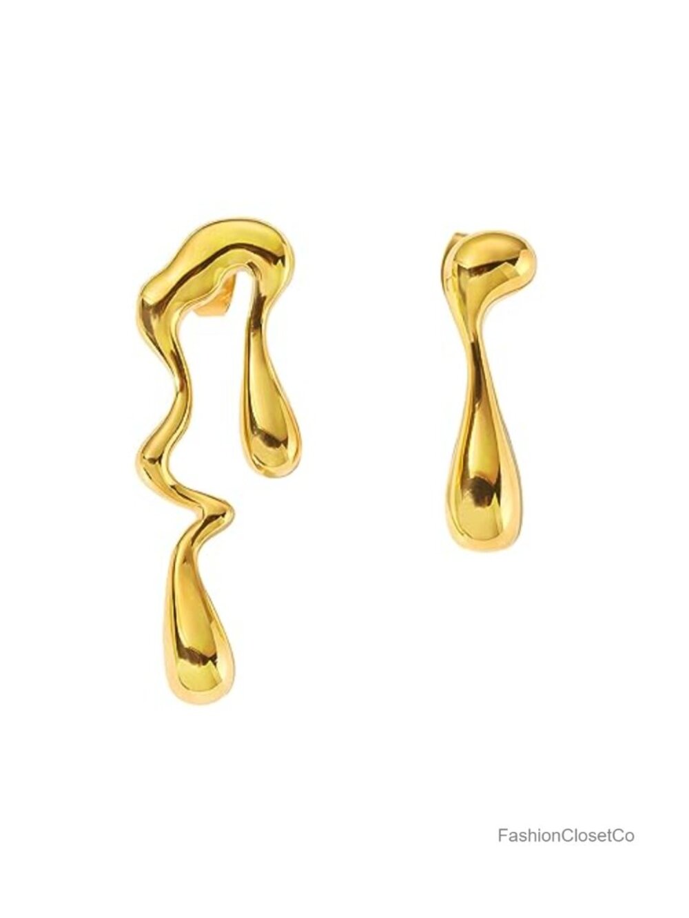 Mismatched Waterdrop Drop Earrings Stainless Steel Asymmetrical Statement Women